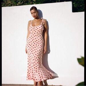 Realisation Par Red Polka Dot Midi Dress